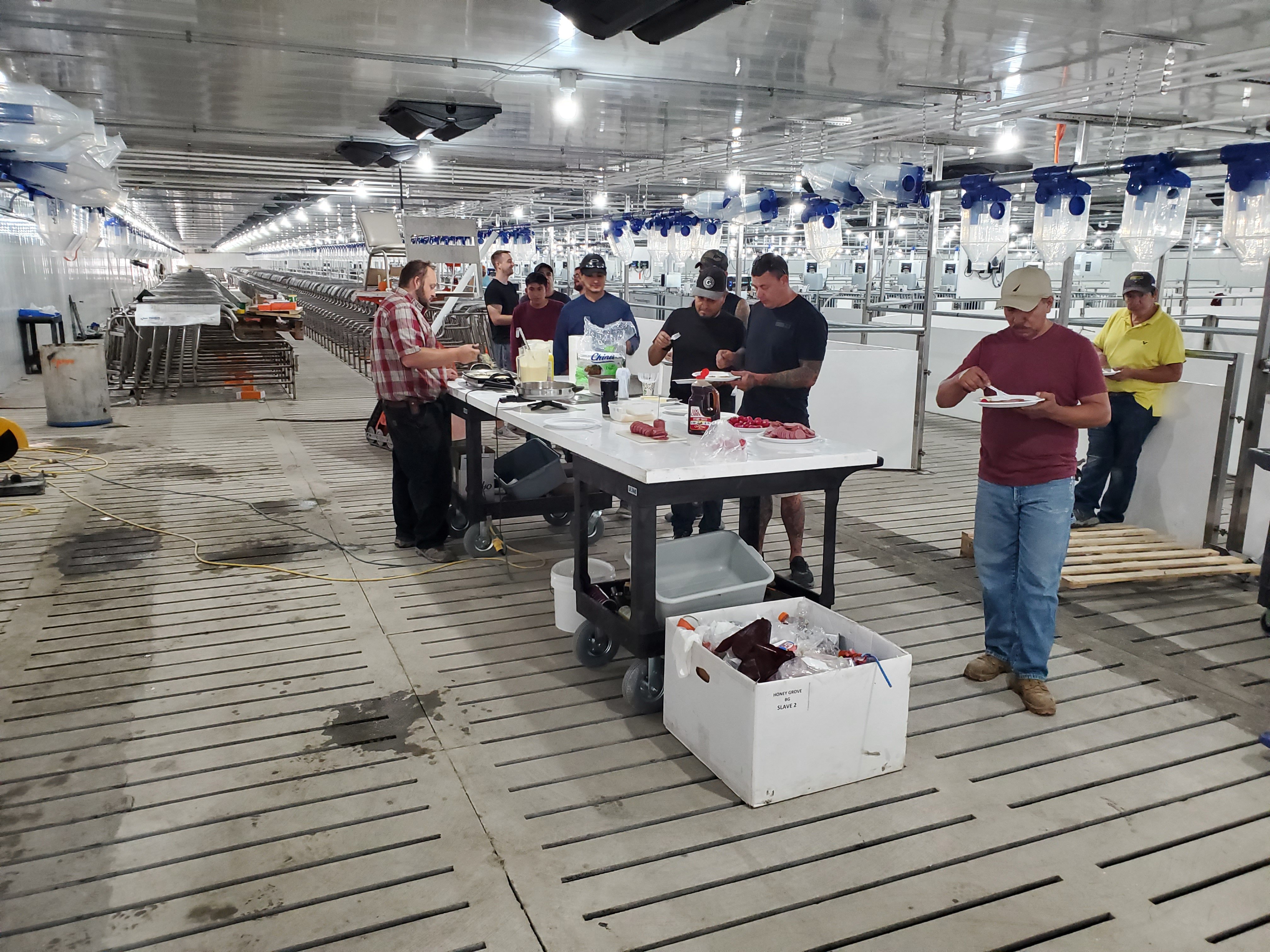 crew working on honey grove barn